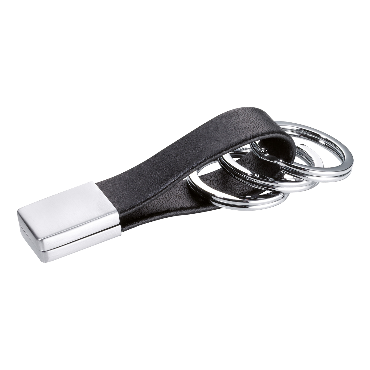 TROIKA klíčenka - s koženým poutkem "Twister", kovová, mix