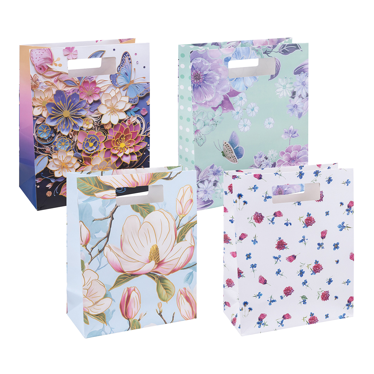 DONAU HOME dárková taška – Flowers, s výsekem, mix motivů