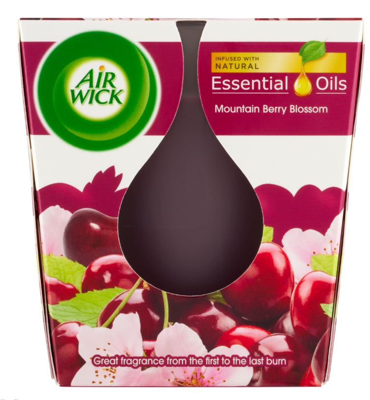 Air Wick vonná svíčka Essential Oils Fresh višňový čaj, 105 g