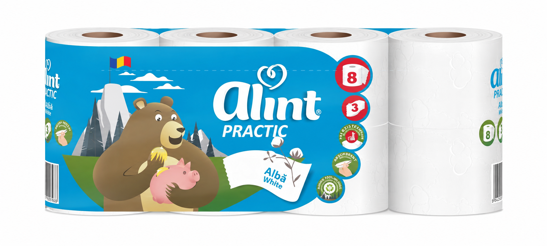 Papír toaletní Alint / Pufina satin premium 3-vrstvý 15,4m / 8 rolí