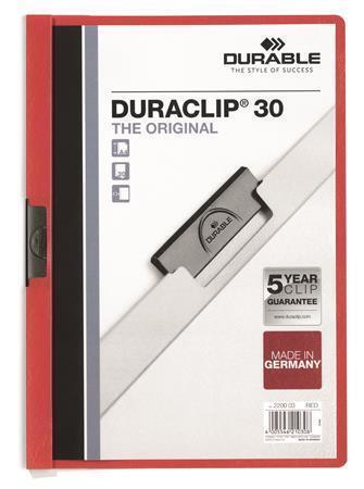 Desky s rychlovazačem "DURACLIP® 30 listů, červená, s klipem, A4, DURABLE