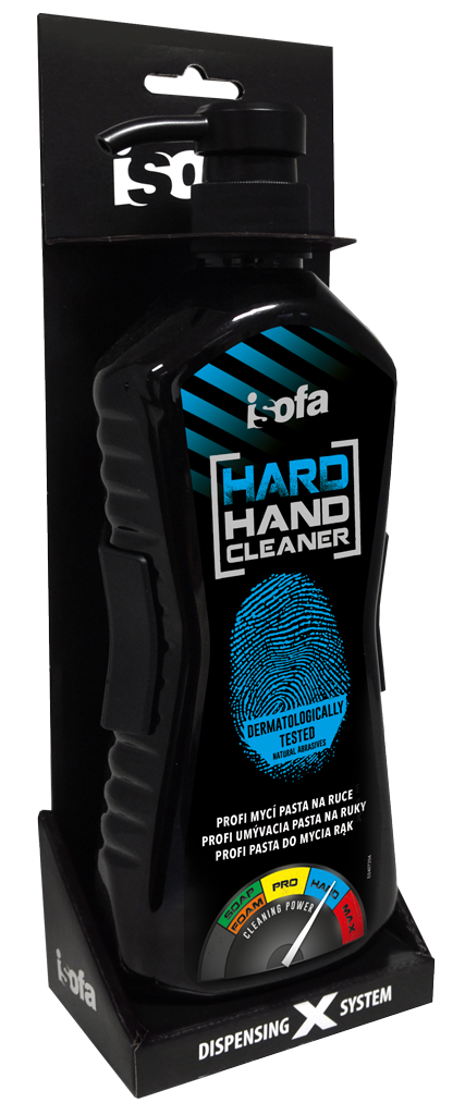 Isofa HARD - profi tekutá pasta na ruce 550g pro silně/středně znečištěné ruce + držák zdarma