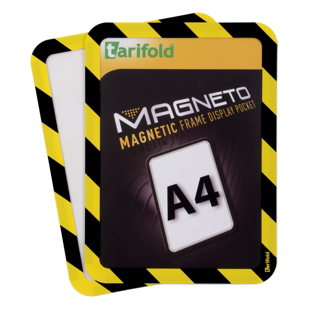 Magneto - bezpečnostní samolepicí rámeček na dokument A4, nepermanentní, žluto-černý, 2 ks