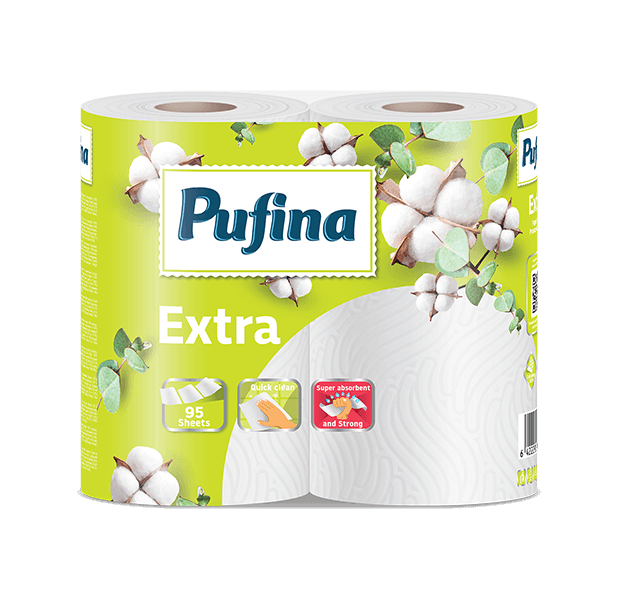 Papírový ručník na roli Pufina Extra 2-vrstvý, 100% celulóza  2 x 20 m / 2 ks