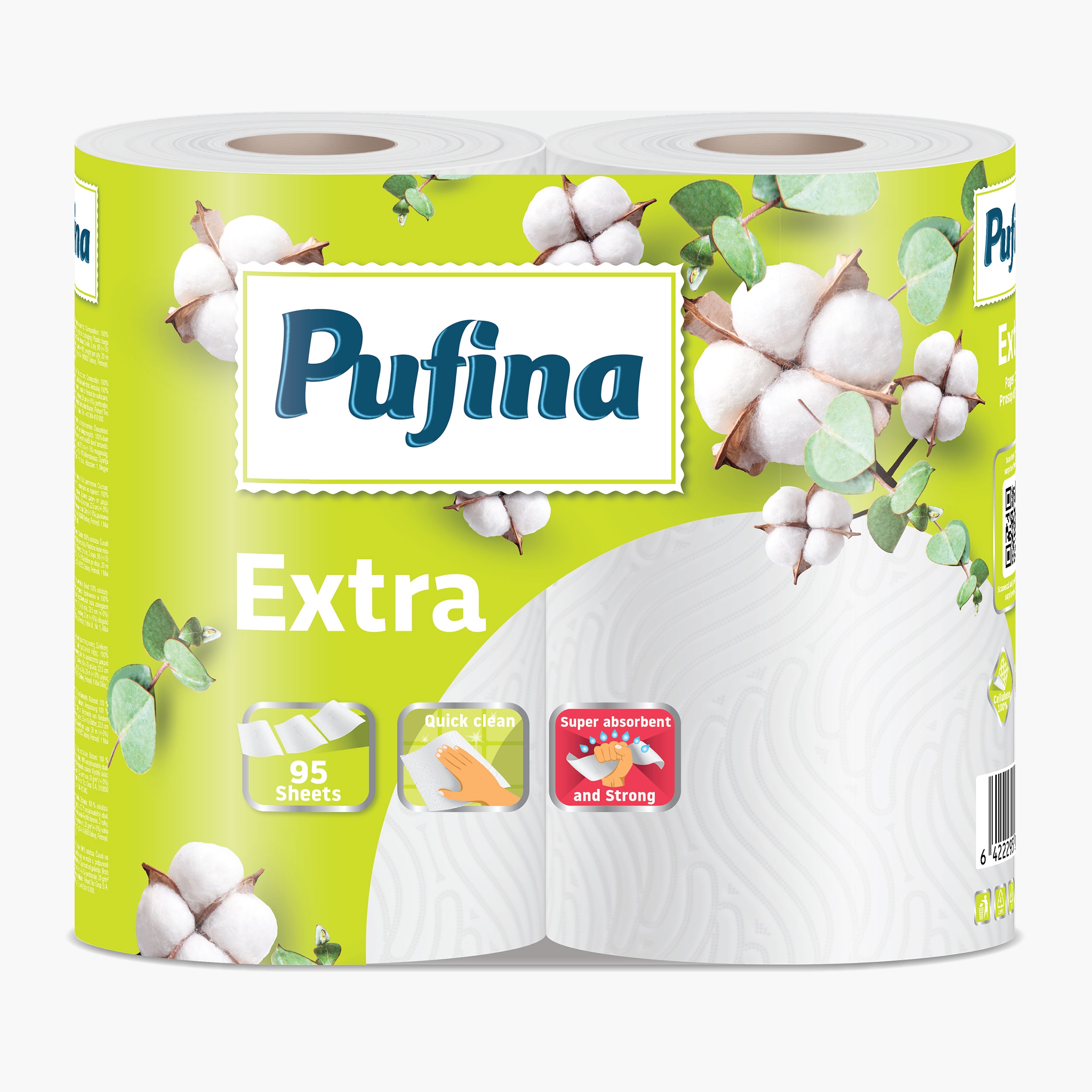 Papírový ručník na roli Pufina Extra 2-vrstvý, 100% celulóza  2 x 20 m / 2 ks