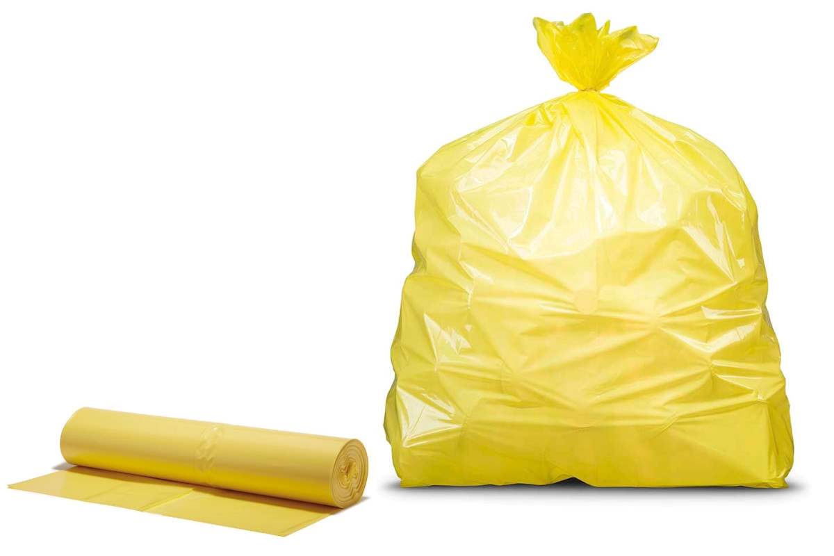 Sáček odpadní 70l, 50 x 90 cm, 15mi, PEVNÝ, žlutý / 50ks / role