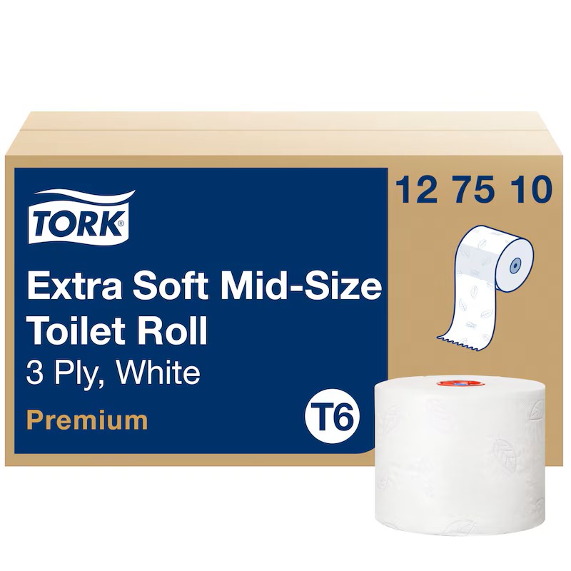 Toaletní papír Tork Mid-Size extra jemný, bílý, 3-vrstvý, T6, 127510 / 27 rolí