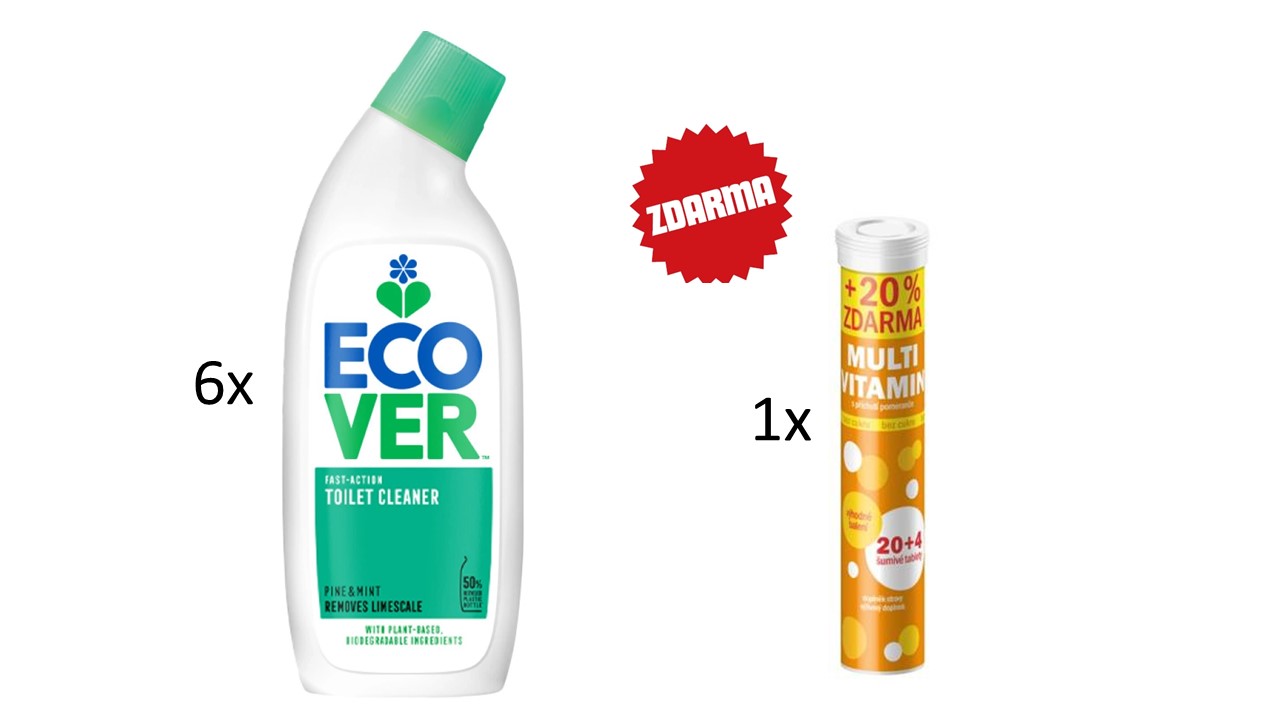 Ecover WC čistič máta a jehličí 750ml + dárek Multivitamin šumivý 20 + 4 tablet pomeranč