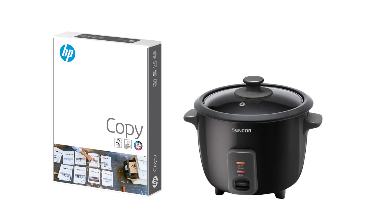 Papír kopírovací HP Copy A4 80g 500 listů + rýžovar SENCOR SRM 0601BK