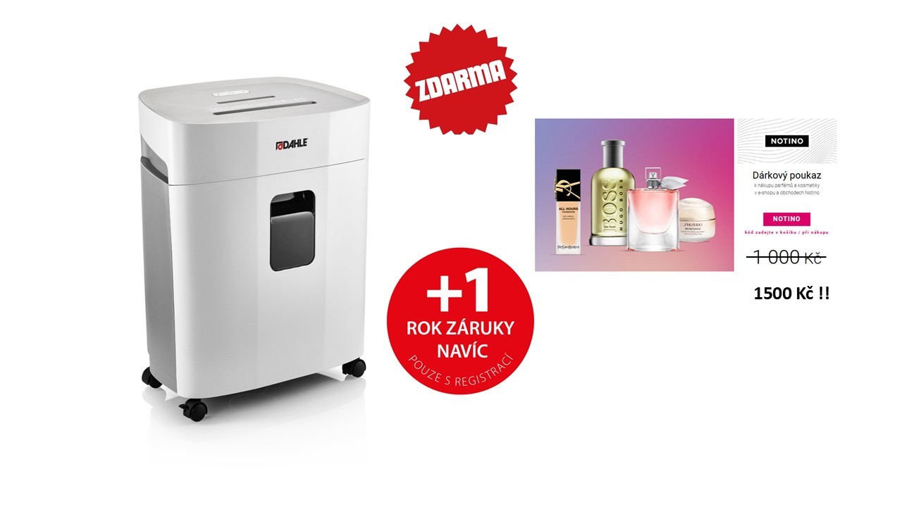 Skartovač Dahle PaperSAFE® 260, 12 listů, 4 x 12 mm, 25 l + dárkový poukaz NOTINO 1500 Kč